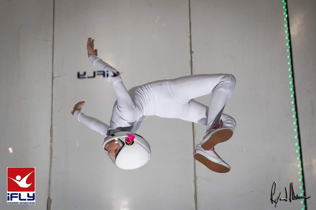 ifly tunnel girl indoor skydiver sydney kennett upside down scorpion